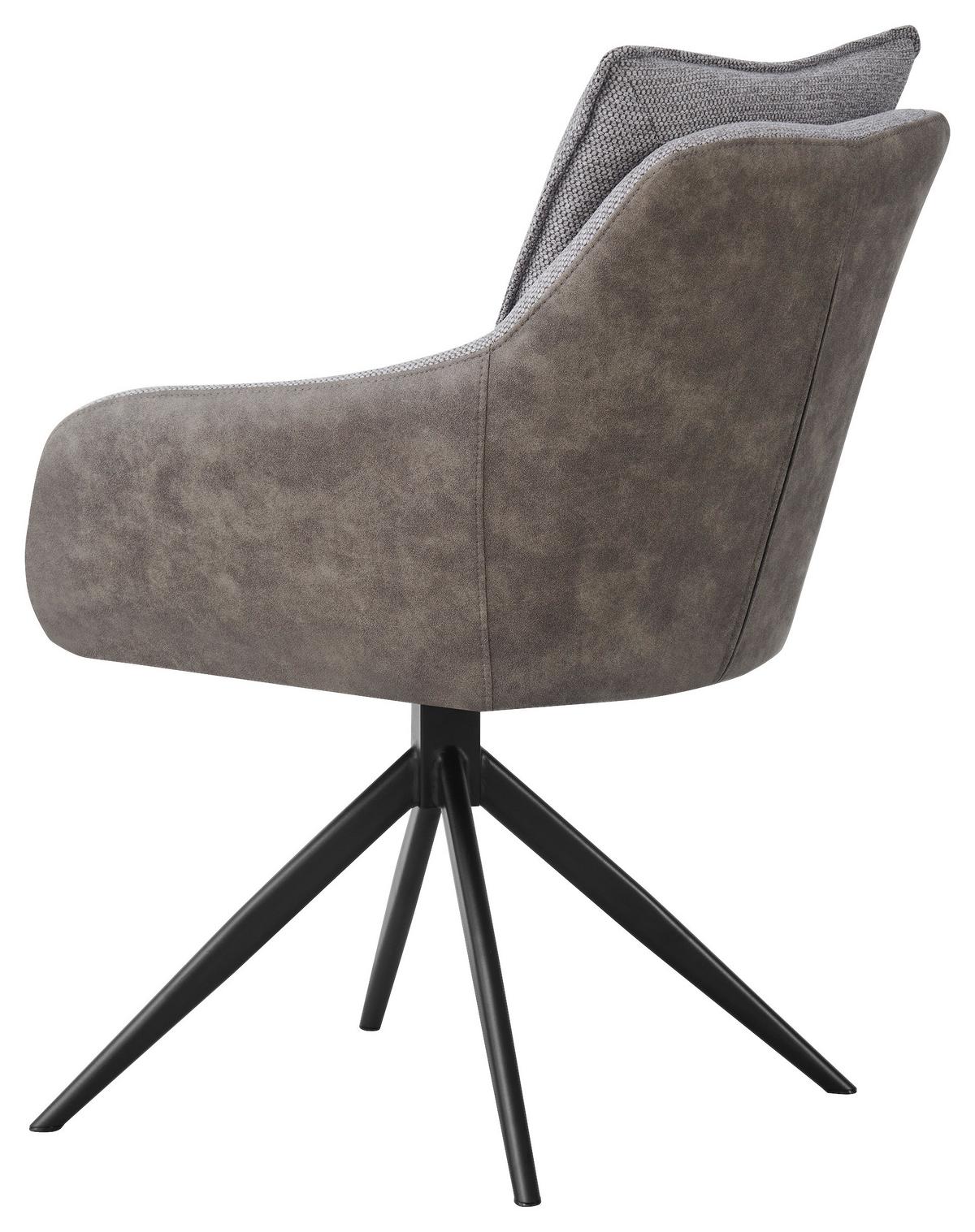 Armlehnstuhl Emilia II Webstoff braun, B: 60cm - Schwarz/Braun, MODERN, Holz/Textil (60/88/65cm)