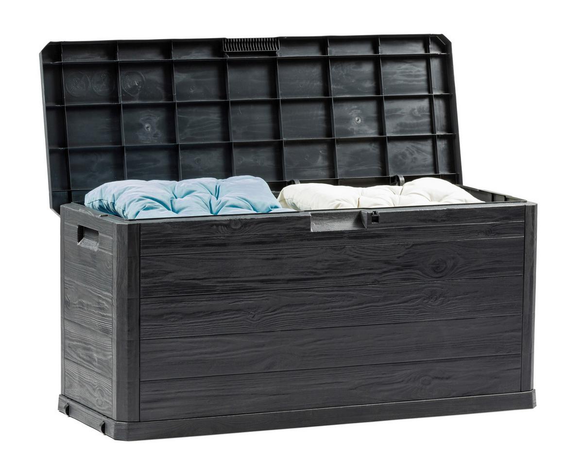 Kissenbox Wasserdicht Woody 117x56x45 Cm 280l Dunkelgrau - Dunkelgrau, MODERN, Kunststoff (117/56/45cm) - Luca Bessoni