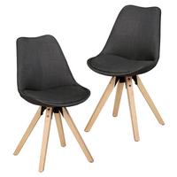 Schalenstuhl Lima Anthrazit Beine Echtholz 2er-Set - Eichefarben/Anthrazit, Design, Holz/Kunststoff (48/89/42cm) - MID.YOU