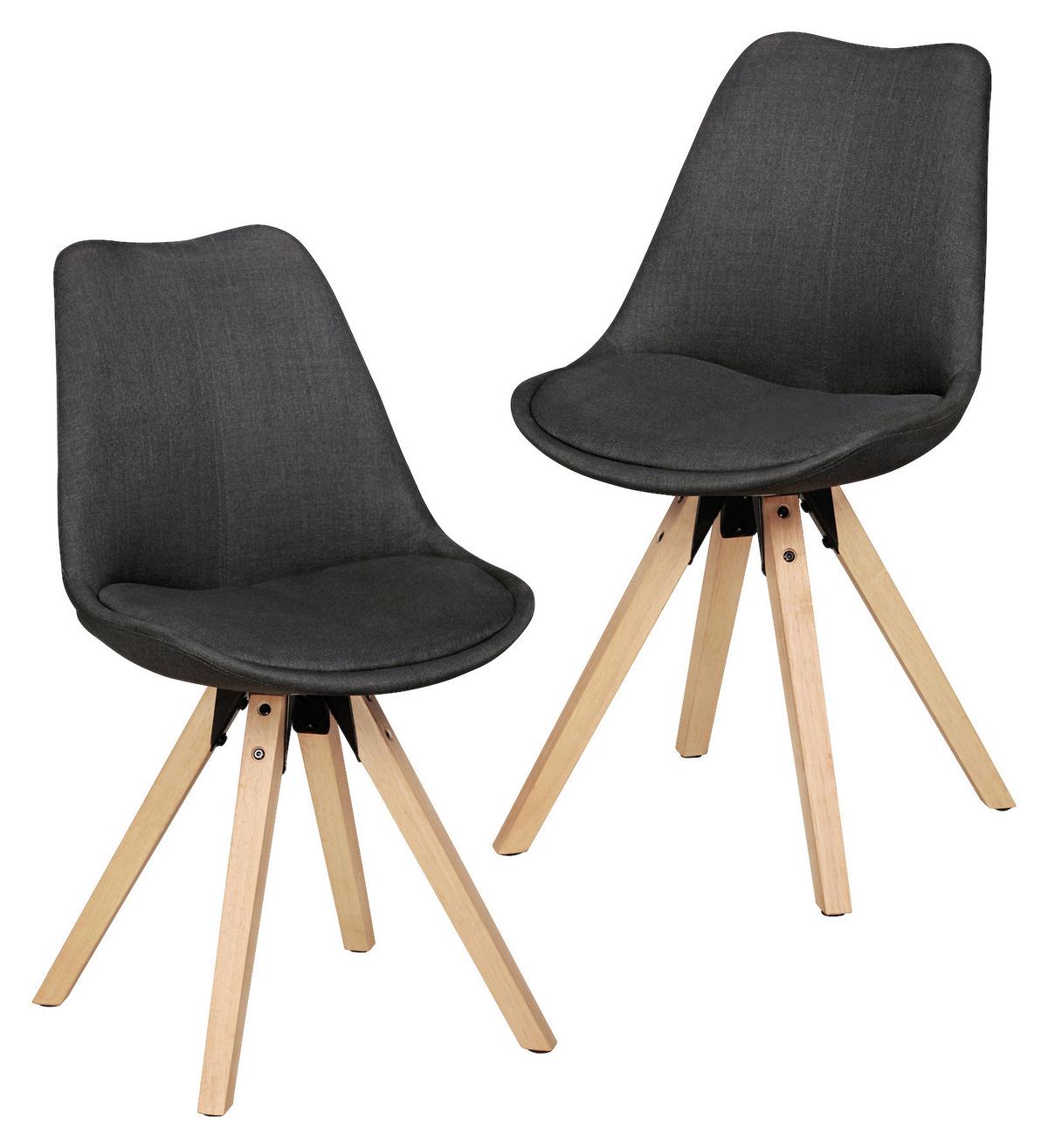 Schalenstuhl Lima Anthrazit Beine Echtholz 2er-Set - Eichefarben/Anthrazit, Design, Holz/Kunststoff (48/89/42cm) - MID.YOU