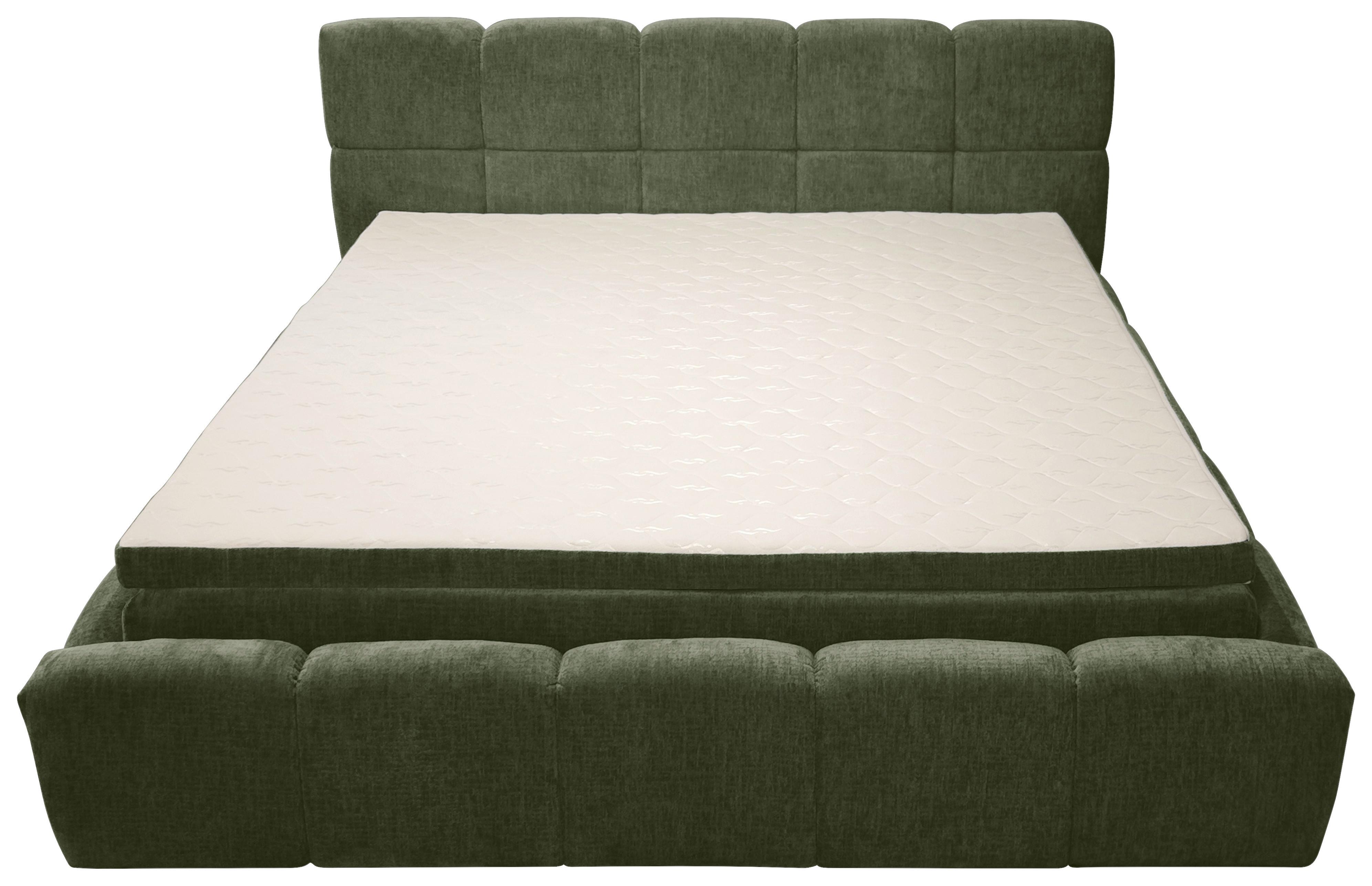 Polsterbett Noe Grün, Lf: 180x200 cm - Schwarz/Grün, Trend, Textil/Metall (180ml)