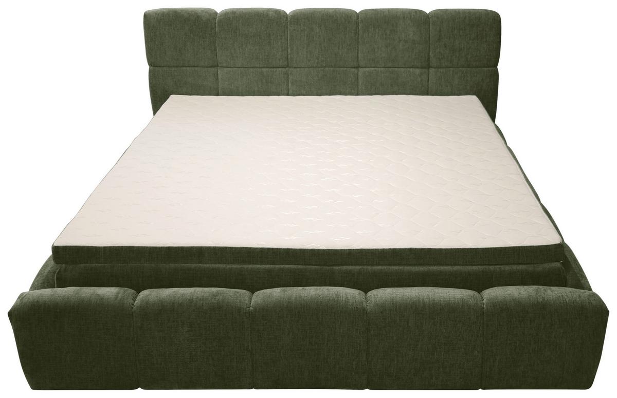 Polsterbett Noe Grün, Lf: 180x200 cm - Schwarz/Grün, Trend, Textil/Metall (180ml)