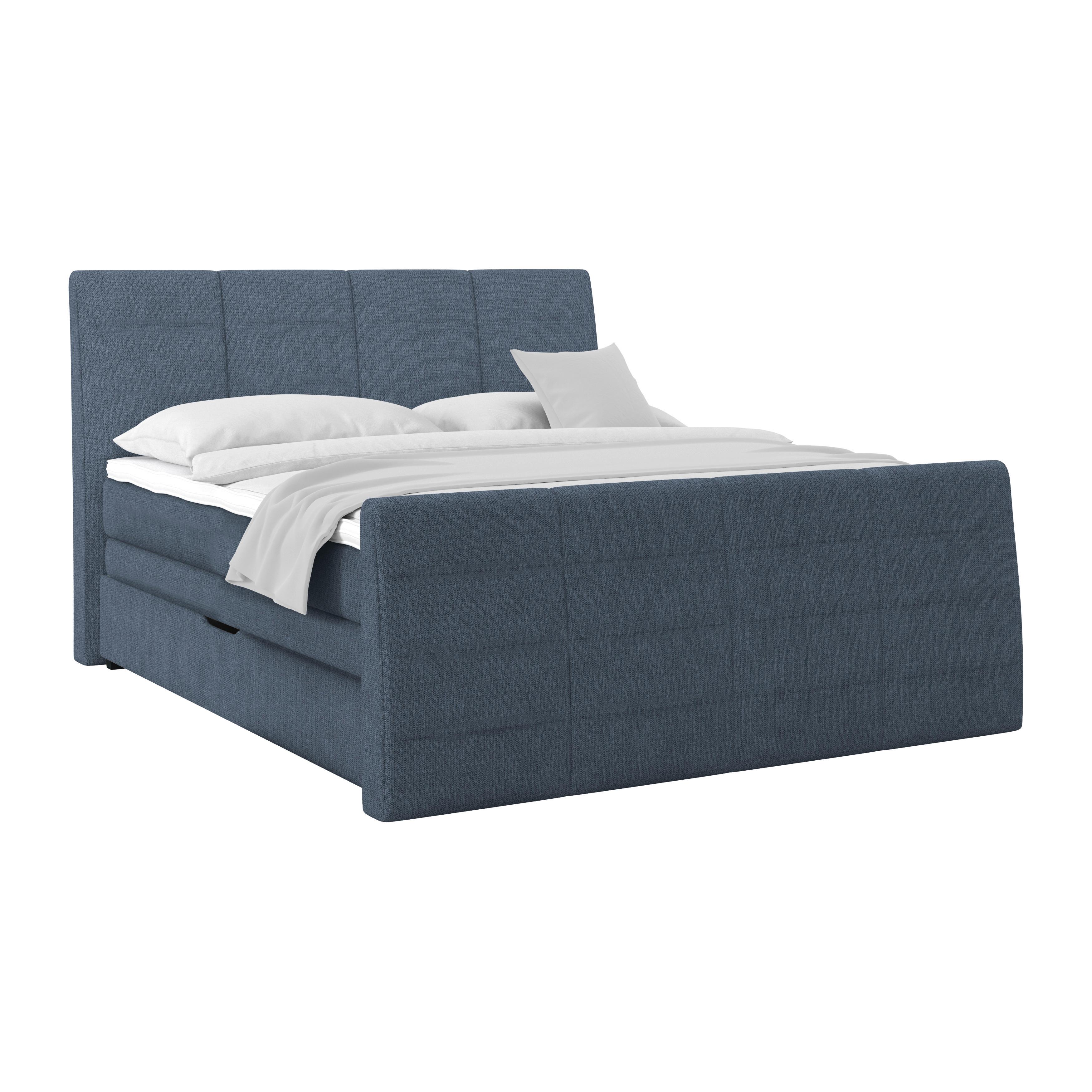 Boxspringbett Libra - Schwarz/Dunkelblau, KONVENTIONELL, Textil (180/200cm)