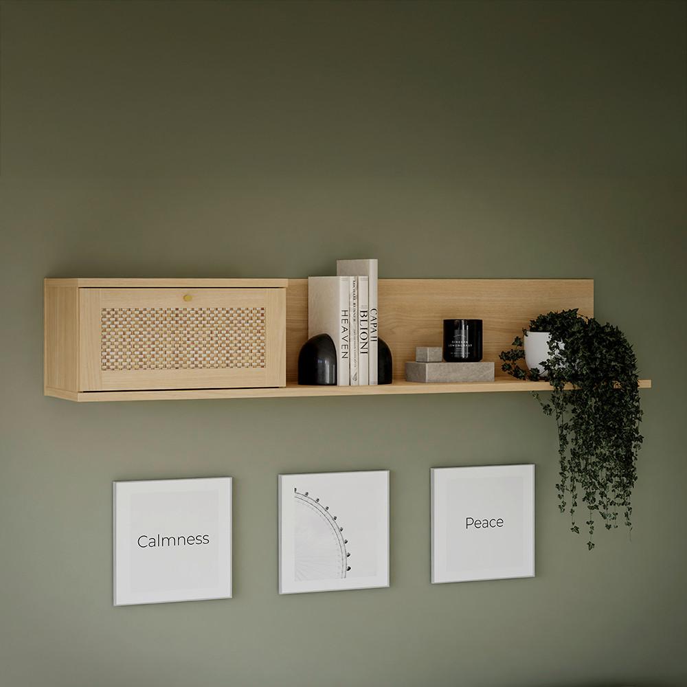Nástenná polica CALASETTA š: 150 CM - farba duba/béžová, Natur, kompozitné drevo (150/30,6/30,5cm)