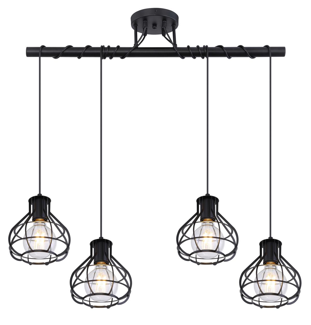 Deckenleuchte Clarista L: 80 Cm 4-Flammig - Schwarz, Trend, Metall (80/18/100cm) - Globo