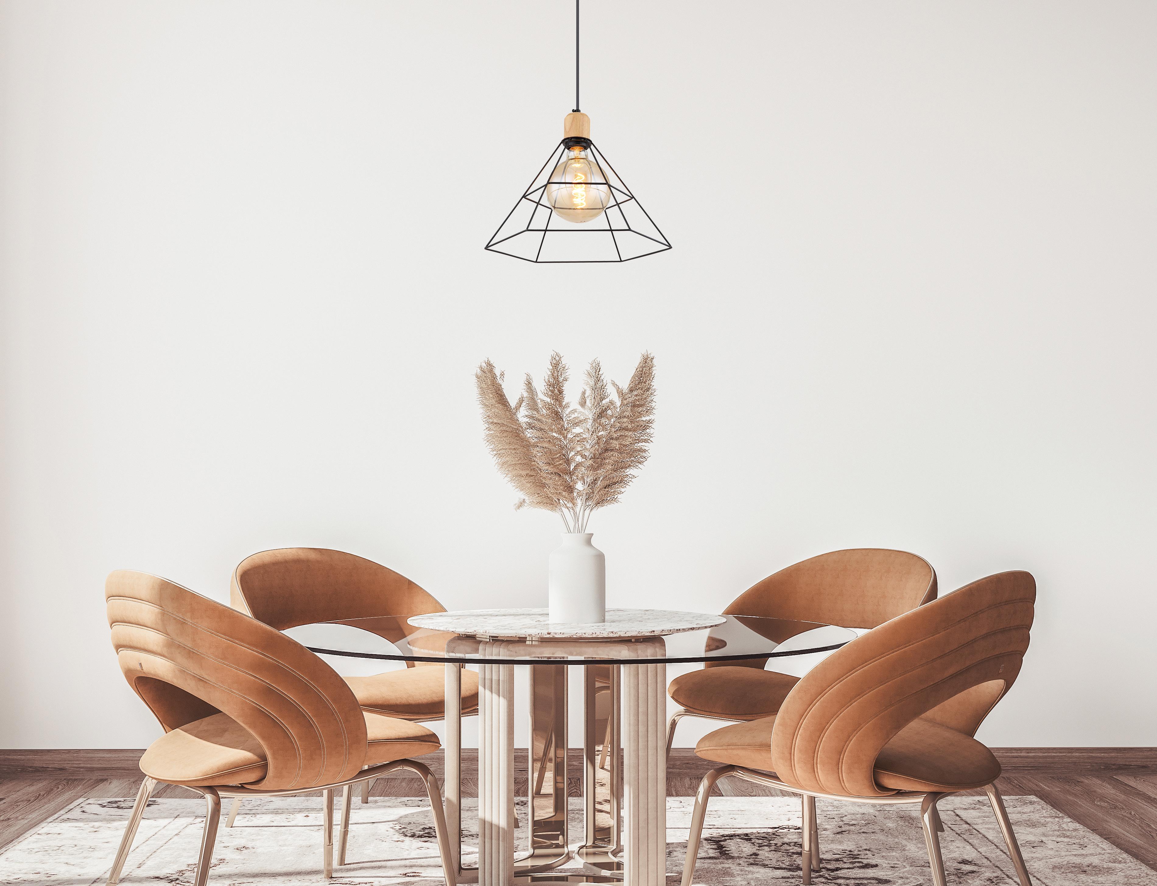 Hängeleuchte Kegi H: 120 cm 1-Flammig Holz/ Metall - Schwarz/Braun, KONVENTIONELL, Holz/Metall (35/120cm) - Globo