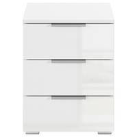 Nachtkästchen Mars 3l-Hg Weiß B: 52 cm - Weiß Hochglanz/Alufarben, Basics, Holzwerkstoff (40/52/40cm)