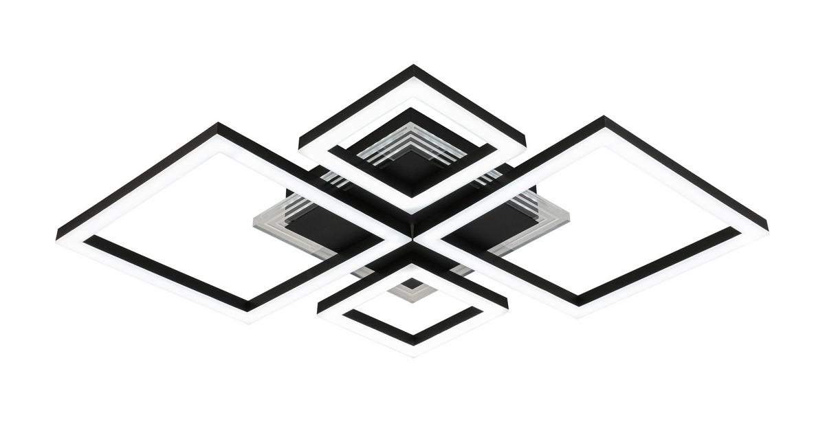 LED-Deckenleuchte Valentin - Transparent/Schwarz, MODERN, Kunststoff/Metall (62,5/45/6,5cm) - Luca Bessoni