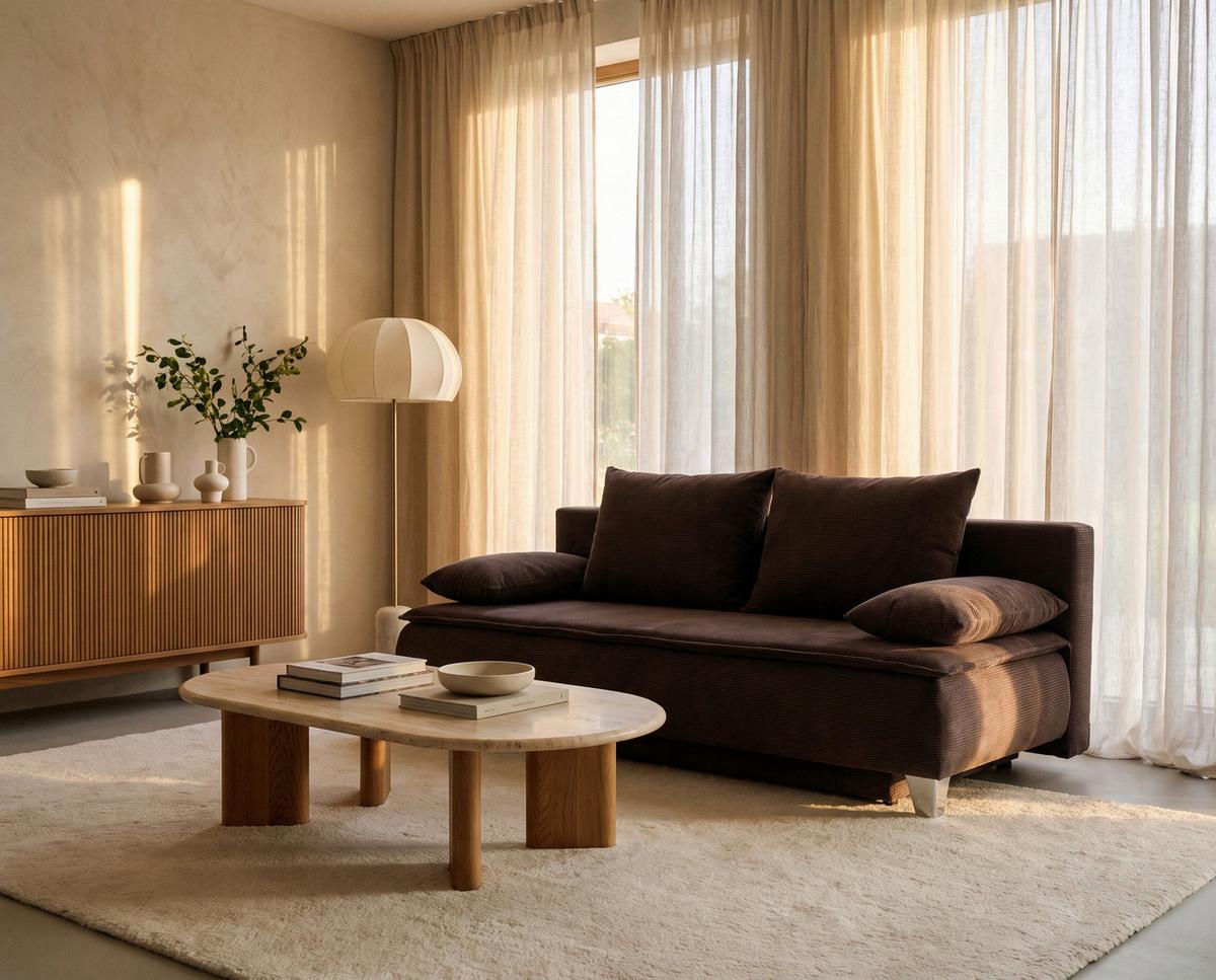 Boxspringová pohovka MONA LUX, šedohnědý manšestr - šedavě hnědá, Moderní, textil (208/100/106cm) - Mömax