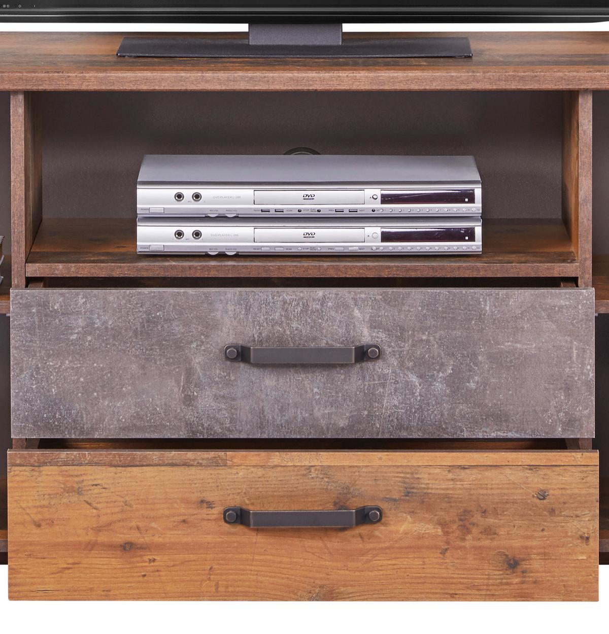 Tv-lowboard Ontario B: 176 Cm Eiche Dekor/dunkelgrau - Dunkelgrau/Eichefarben, Trend, Holzwerkstoff (176/67,7/41,5cm) - Ondega