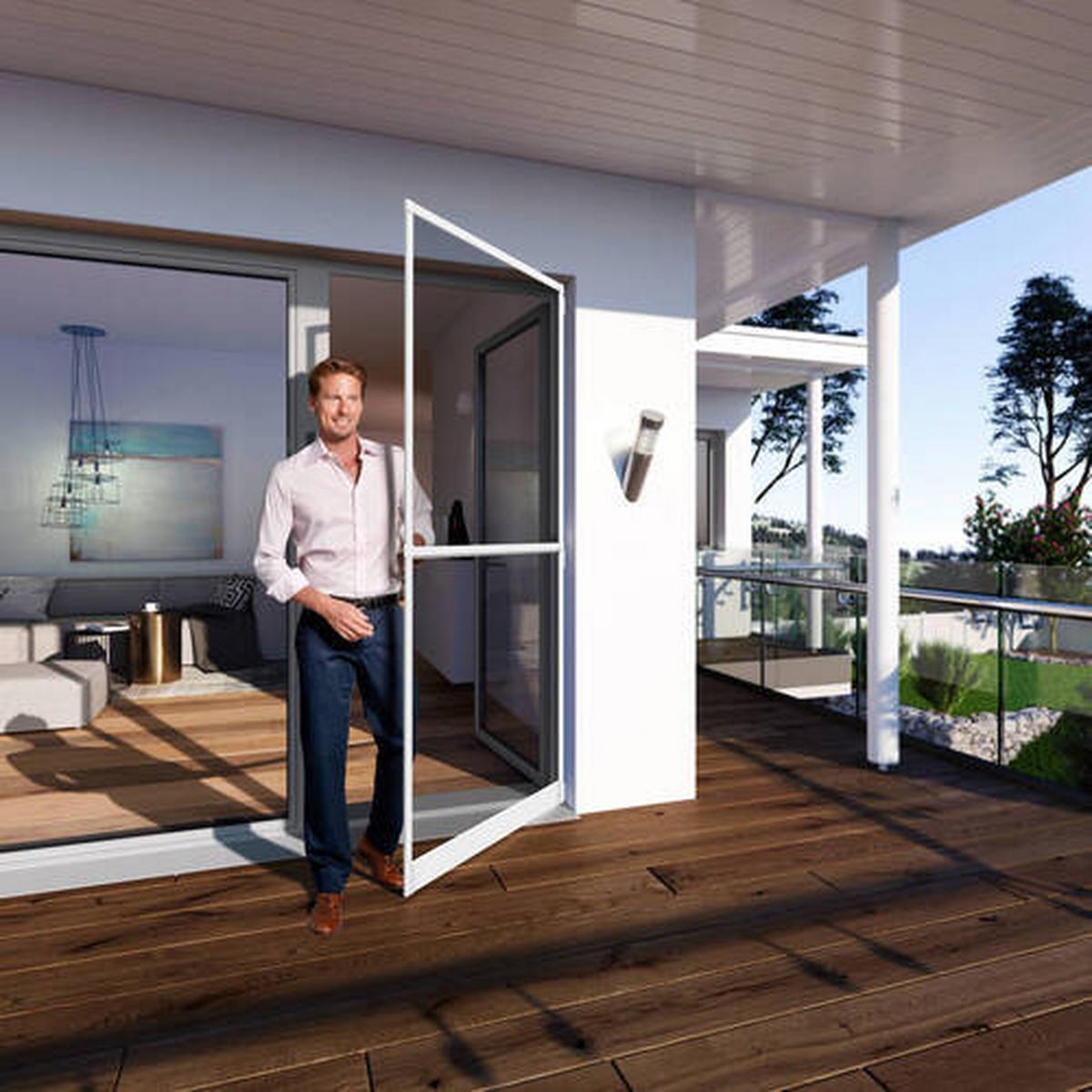 Fliegengitter Tür 100x210 cm Weiß - Weiß, Basics, Metall (100/210cm)