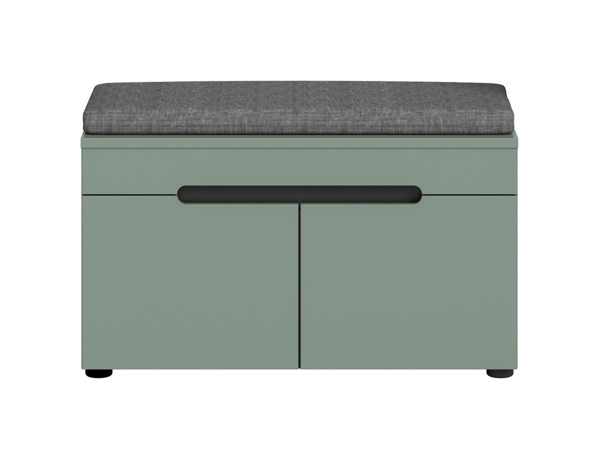 Garderobenbank Canu Grau/Grün B: 80 cm - Schwarz/Graugrün, Design, Holzwerkstoff (80/45/37cm) - Livetastic