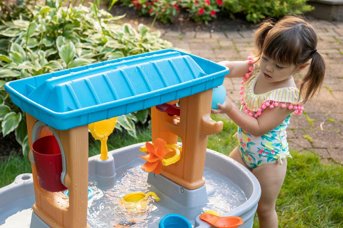 Sand- Und Wassertisch Rain Shower Splash - Blau/Braun, Design, Kunststoff (86,4/66,7/90,2cm) - Ambia Garden
