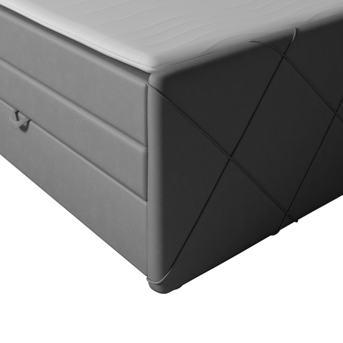 Boxspringbett mit Bettkasten Cordoba, 180x200 cm - Hellgrau/Schwarz, MODERN, Karton/Holz (180/200cm) - MID.YOU