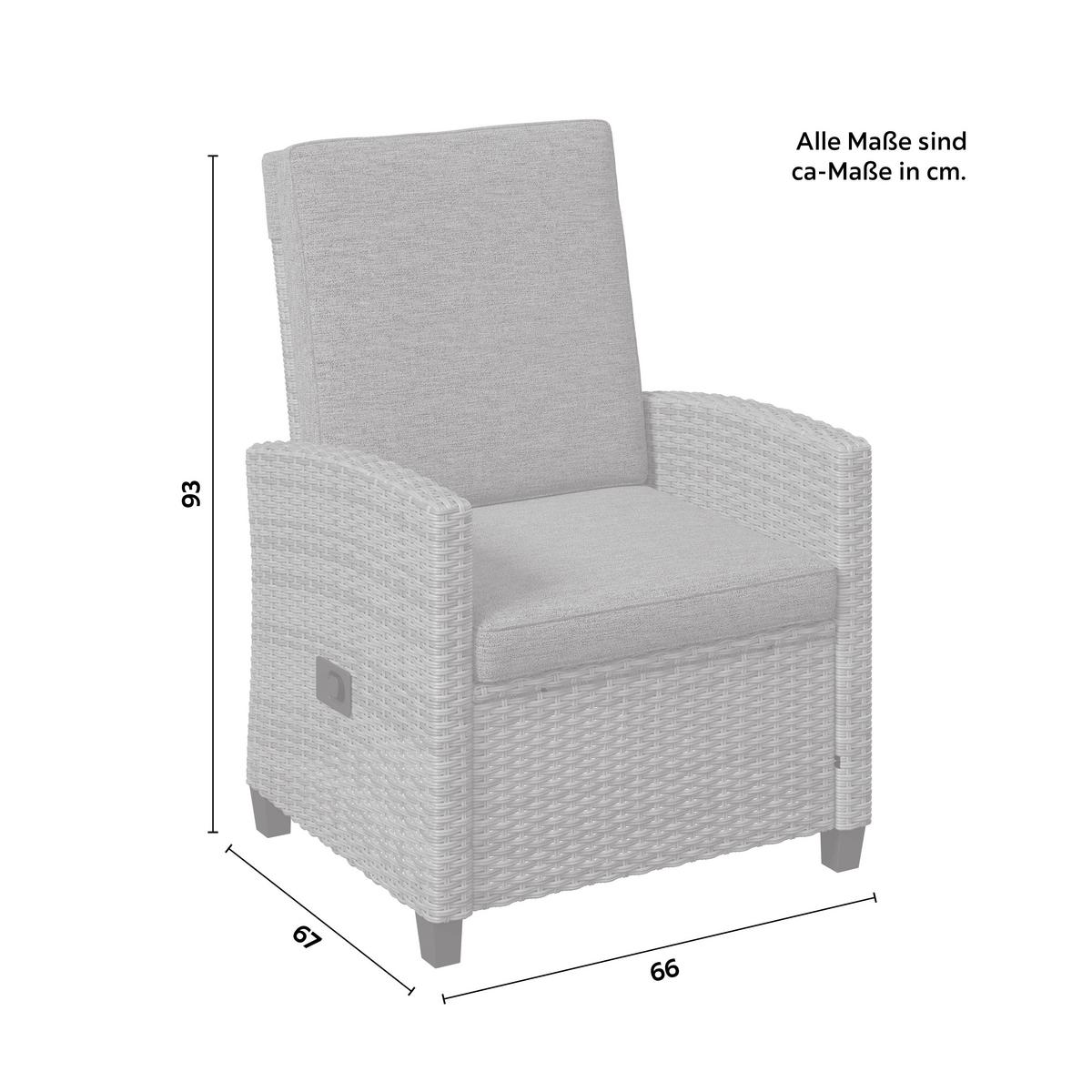 Ratanový zahradní nábytek HANNAH - šedá, Basics, kov/textil (55,5/92,5/42cm) - Mömax