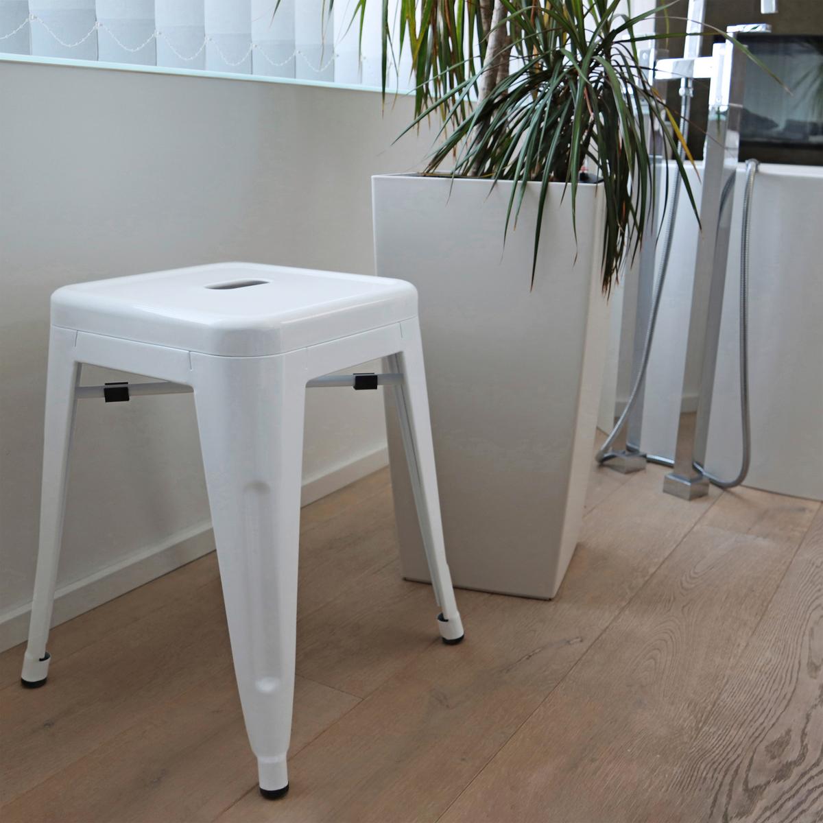 Hocker Vantaggio Stahl Weiß H: 46 Cm Stapelbar - Weiß, Basics, Metall (39/46/39cm) - MID.YOU