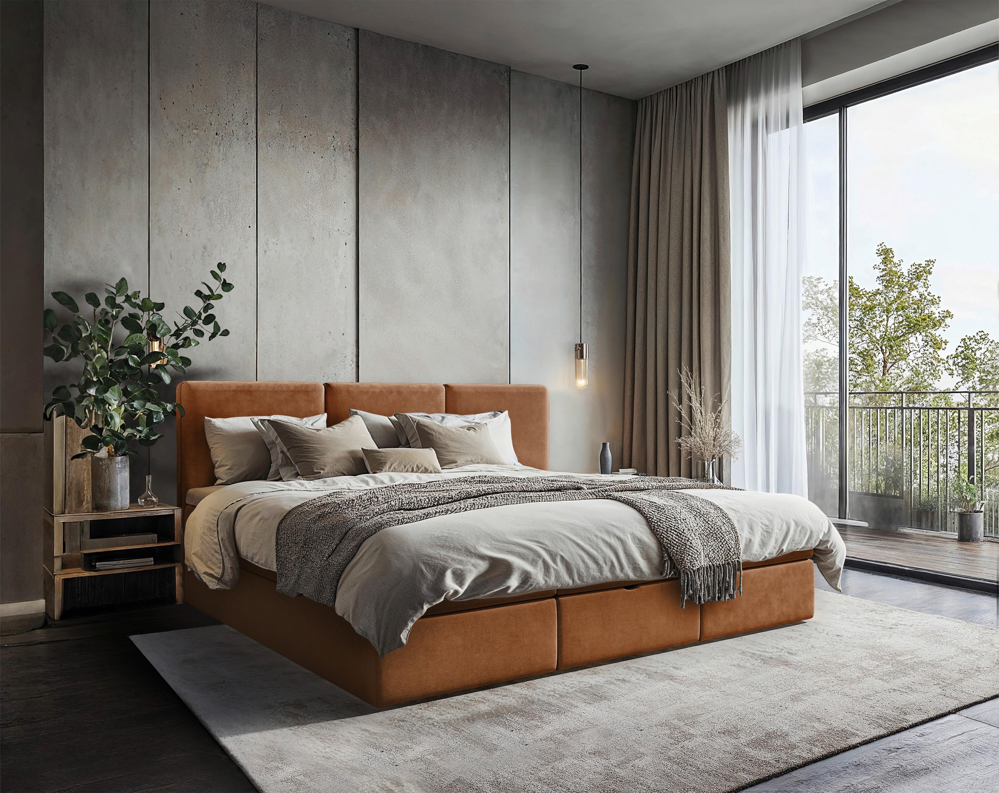 Familienbett Domino Combo mit 3 Bettkasten 240x200 - Terracotta/Schwarz, MODERN, Holz/Holzwerkstoff (240/200cm) - Livetastic