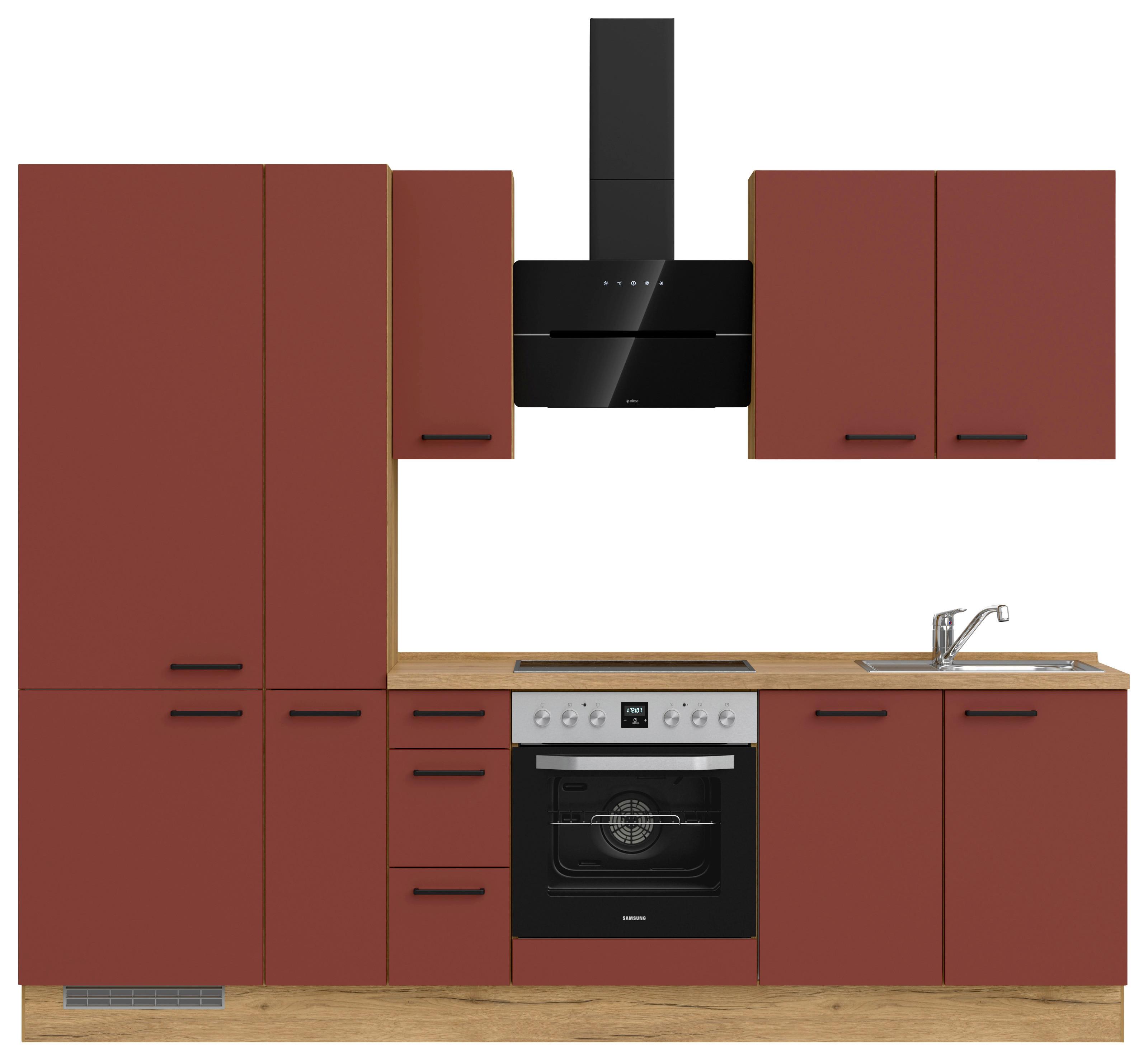 Küchenleerblock Easytouch High-Line, H3 Links - Eichefarben/Rot, MODERN, Holzwerkstoff (270cm) - Nobilia