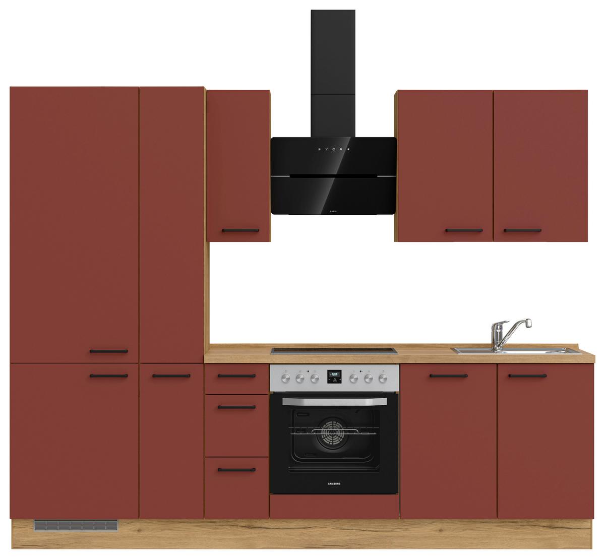 Küchenleerblock Easytouch High-Line, H3 Links - Eichefarben/Rot, MODERN, Holzwerkstoff (270cm) - Nobilia