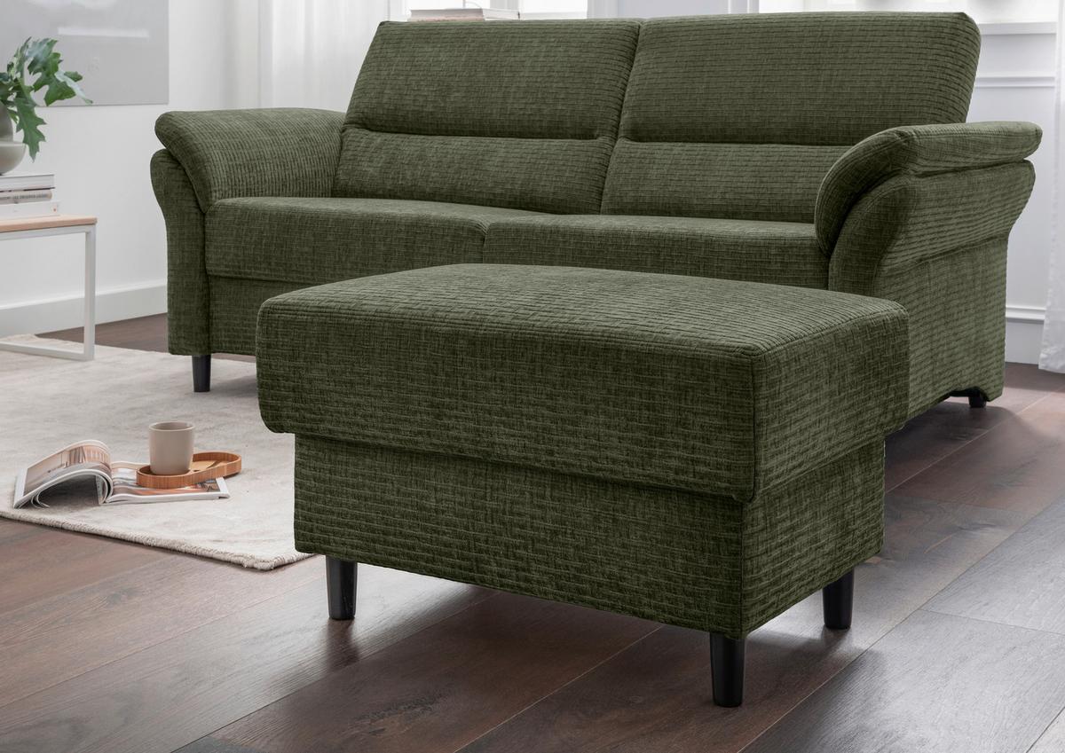 Hocker Cavoli, Olivgrün B: 76 cm - Schwarz/Olivgrün, MODERN, Textil (76/46/55cm) - Livetastic