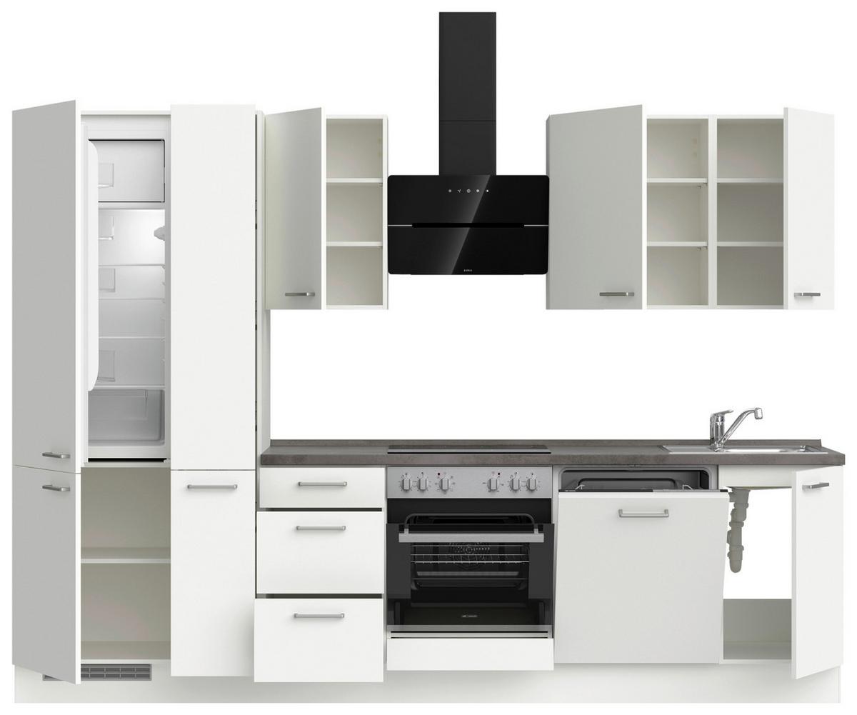 KÜCHENLEERBLOCK TOUCH HIGH - LINE, H7 LINKS - Weiß/Grau, MODERN, Holzwerkstoff (300cm) - Nobilia