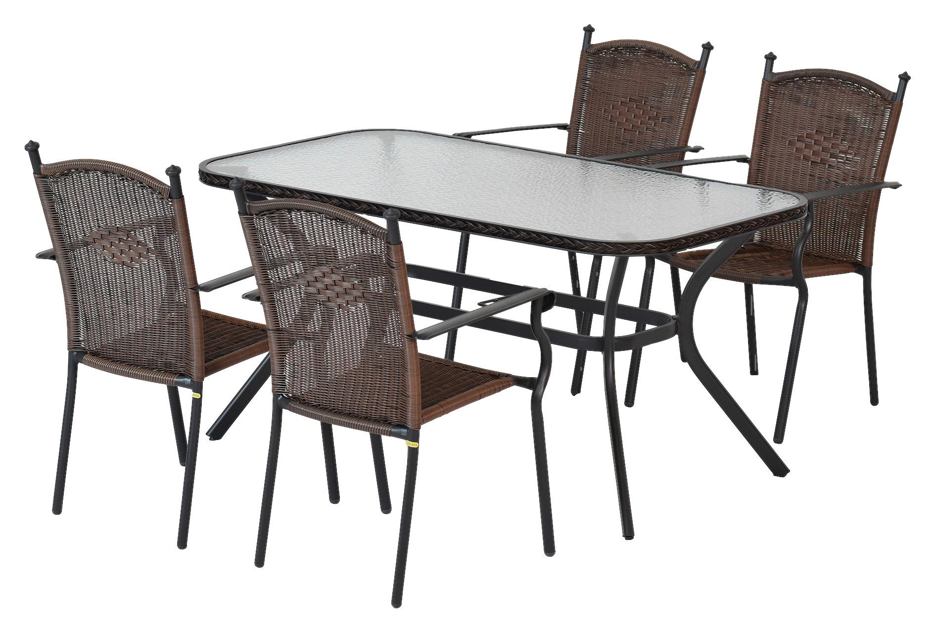 Gartenset Roma - Graphitfarben/Braun, MODERN, Kunststoff/Metall - Gardenson