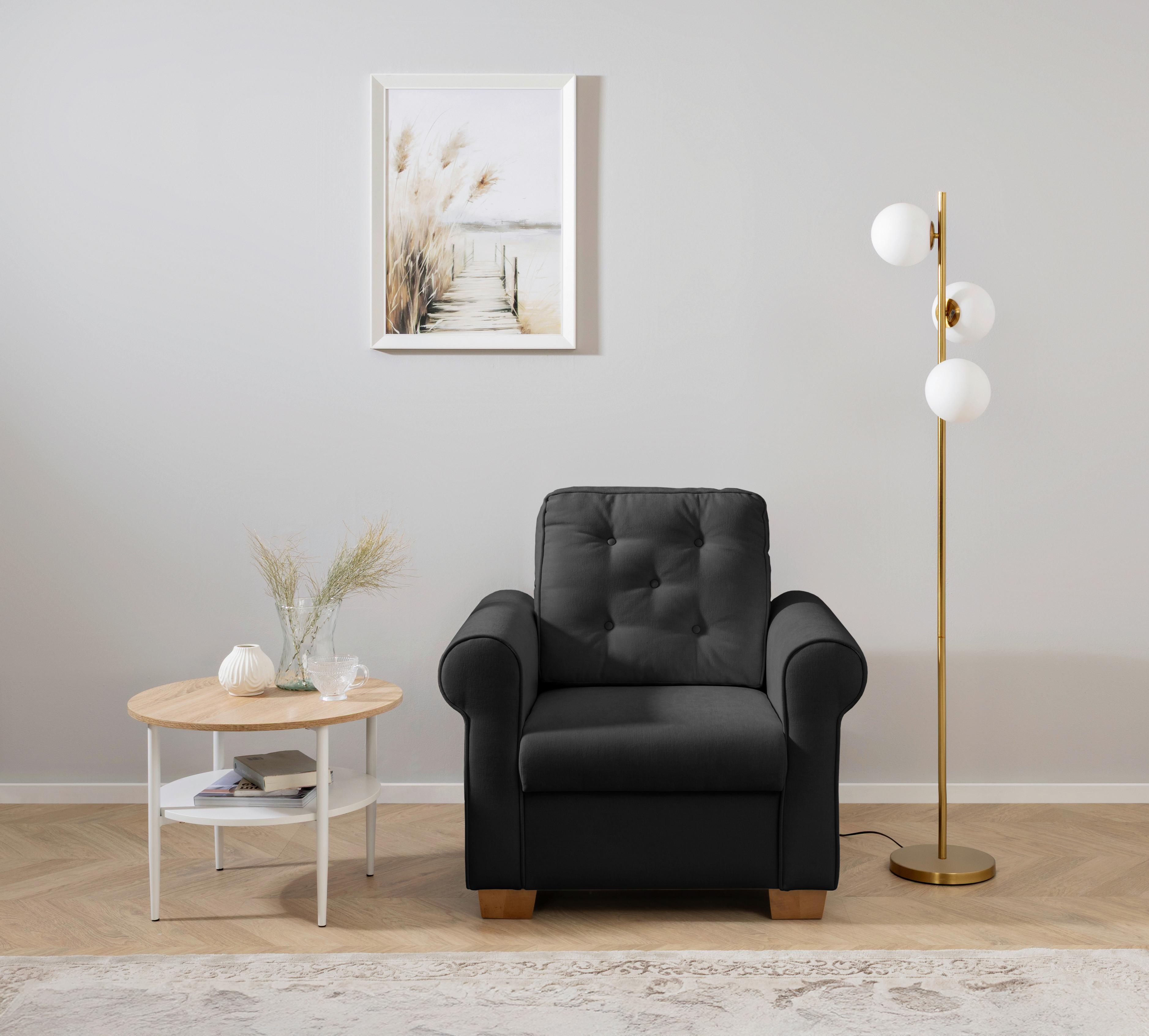 Sessel Arles, Anthrazit 99 B: 93 Cm - Anthrazit/Buchefarben, Design, Textil (93/89/82cm) - MID.YOU