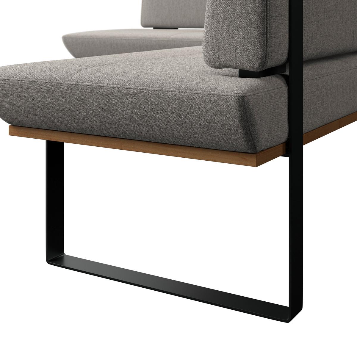 Eckbank Tristan Webstoff hellgrau,S:195x245cm - Hellgrau/Schwarz, MODERN, Holz/Textil (195/245cm) - James Wood