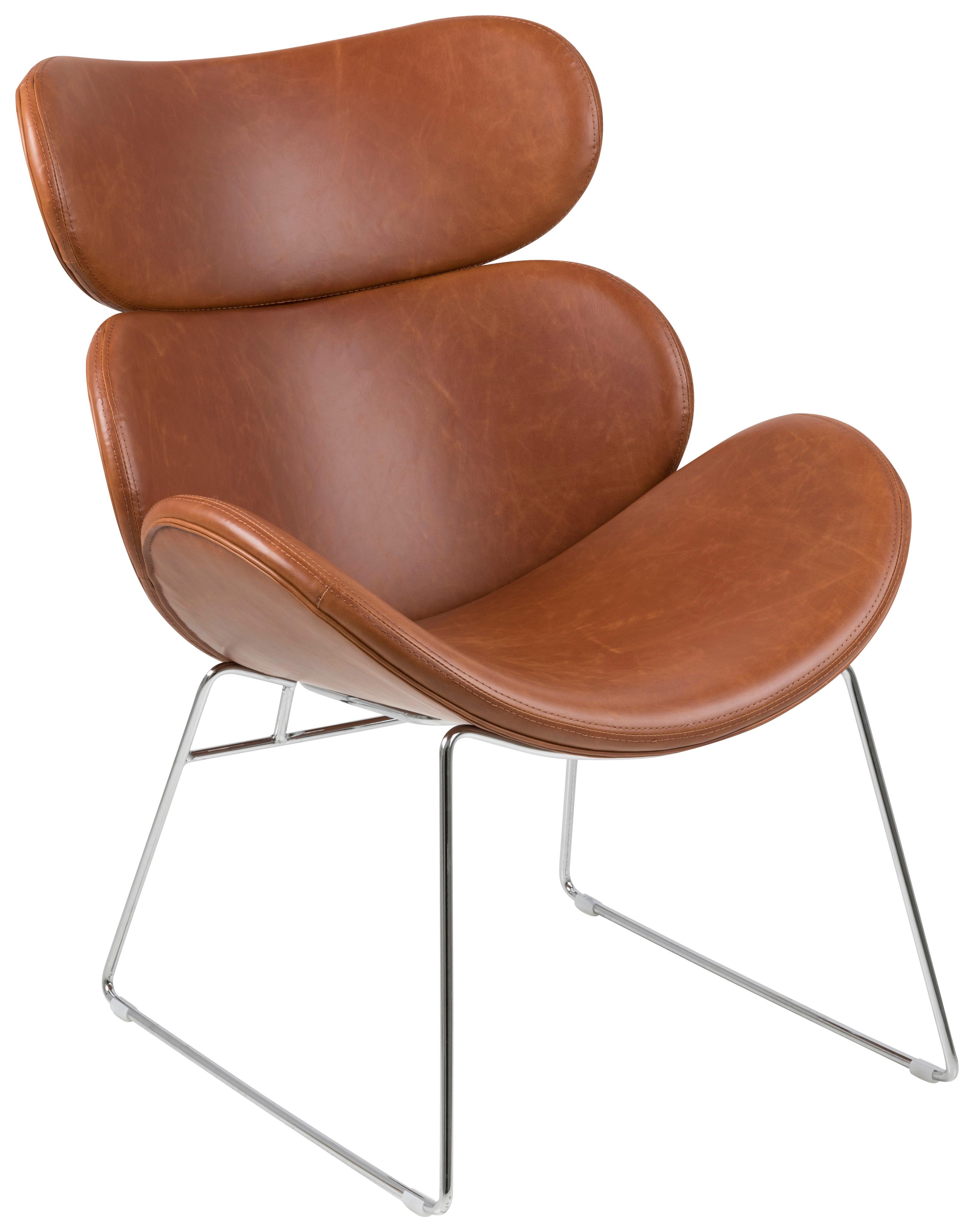 Esszimmerstuhl Cazar Cognac gepolstert - Chromfarben/Cognac, Trend, Textil (69/90,5/78,5cm) - MID.YOU