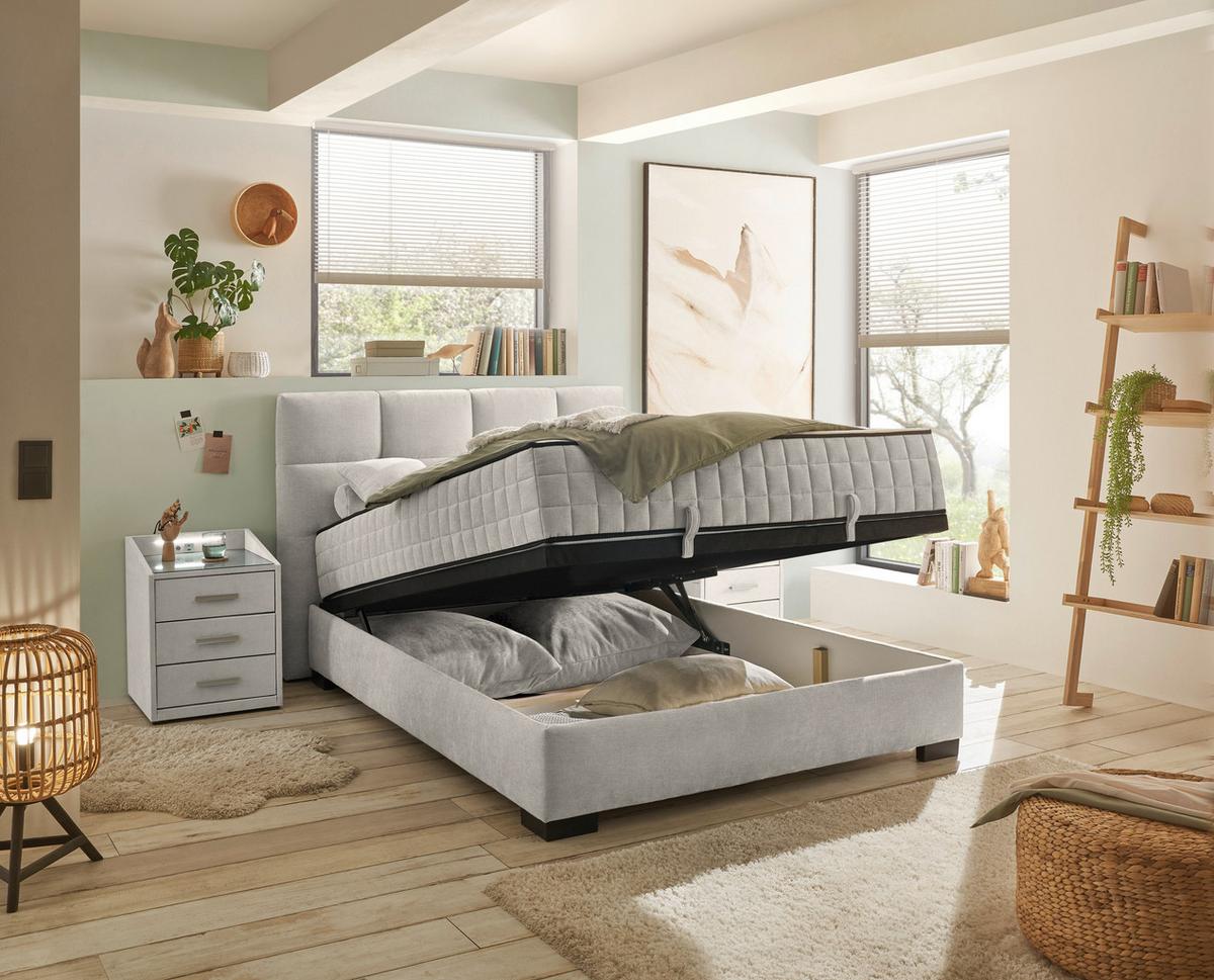 Boxbett Nagol A - Beige/Schwarz, MODERN, Holzwerkstoff/Textil (140/200cm) - MID.YOU