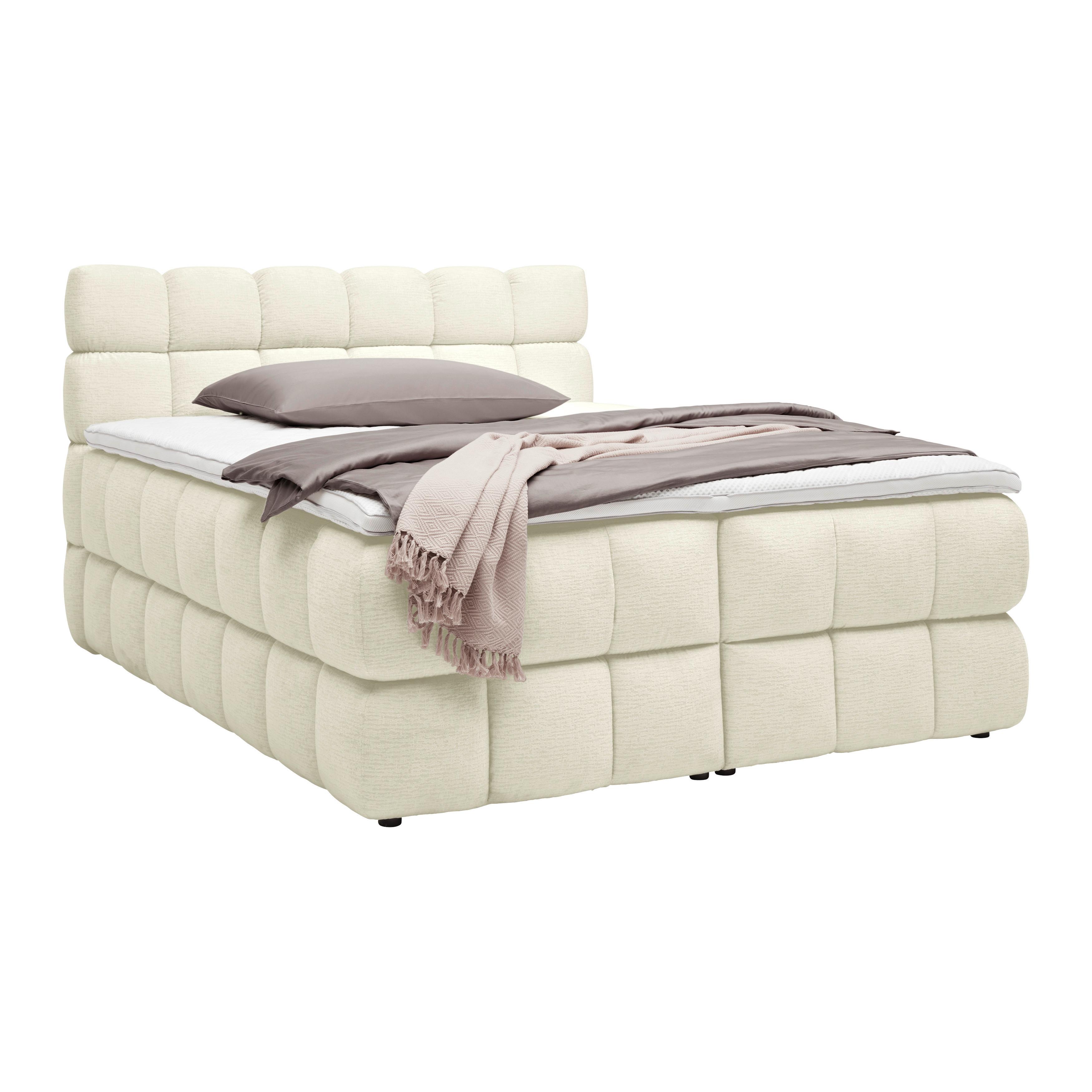 Boxspring posteľ BUBBLE BOX 160/200 cm, ecru - čierna/écru, Konventionell, kov/drevo (160/200cm) - Premium Living