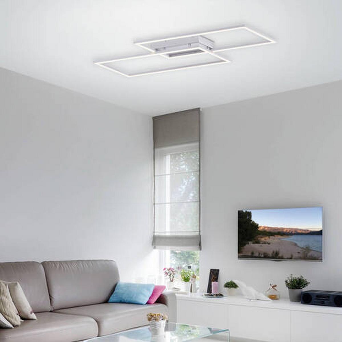 LED-Deckenleuchte Inigo L: 83,6 cm mit Memory-Funktion - Chromfarben/Nickelfarben, Design, Kunststoff/Metall (83,6/24,2/6,8cm) - Paul Neuhaus
