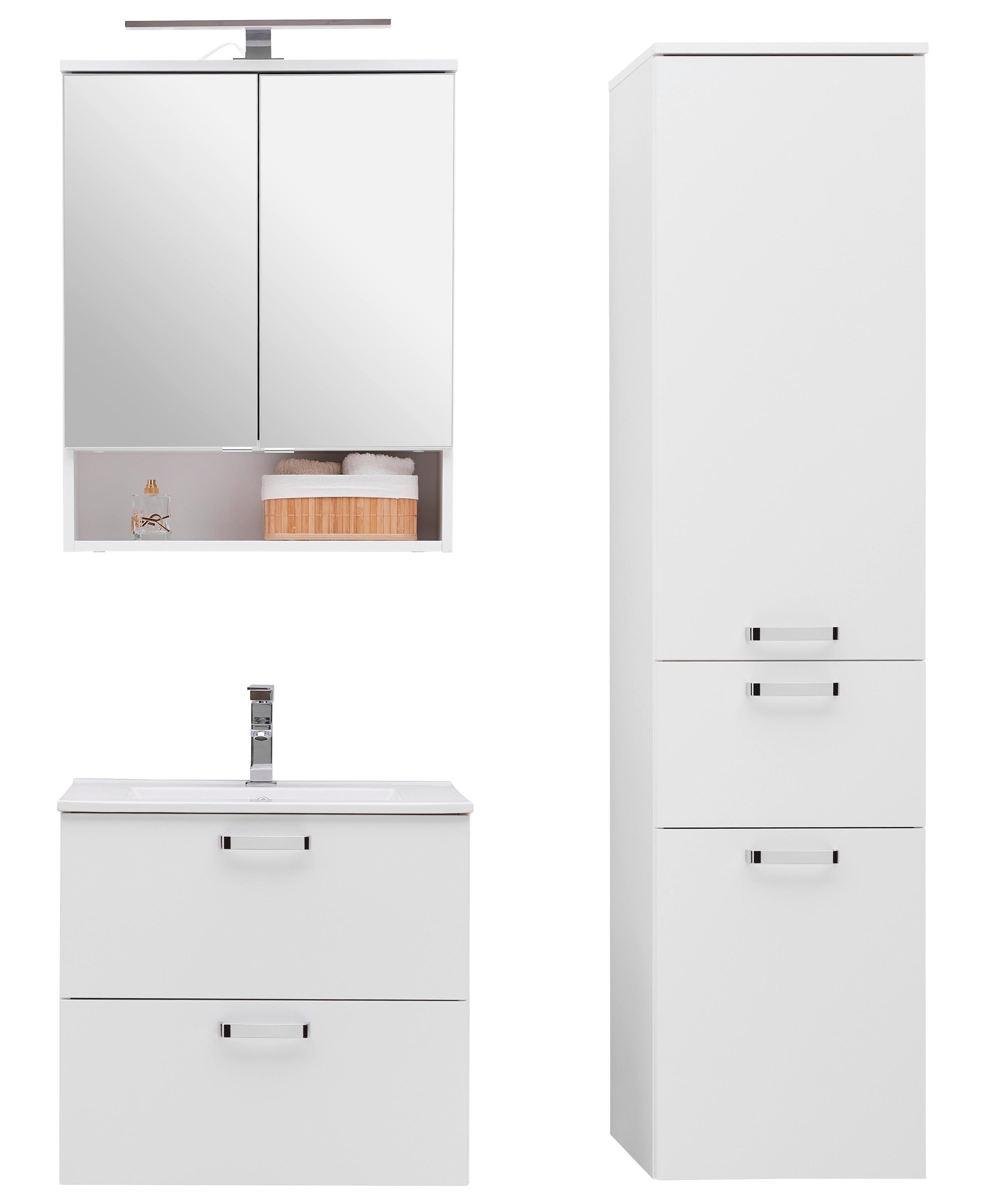 Badezimmer Fresh Weiß 4-teilig - Weiß, KONVENTIONELL, Holzwerkstoff (101/168,5/47cm) - Ondega