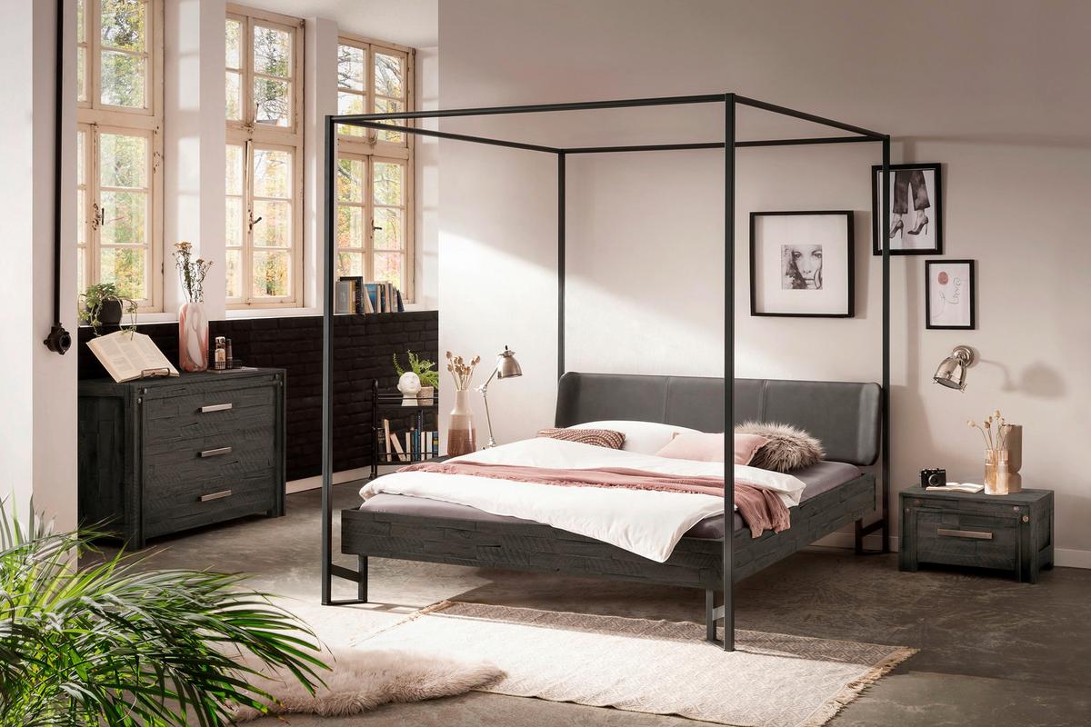 Himmelbett Bovena Grau /anthrazit 160x200 Cm - Anthrazit/Grau, Design, Holz/Textil (160/200cm) - Hasena