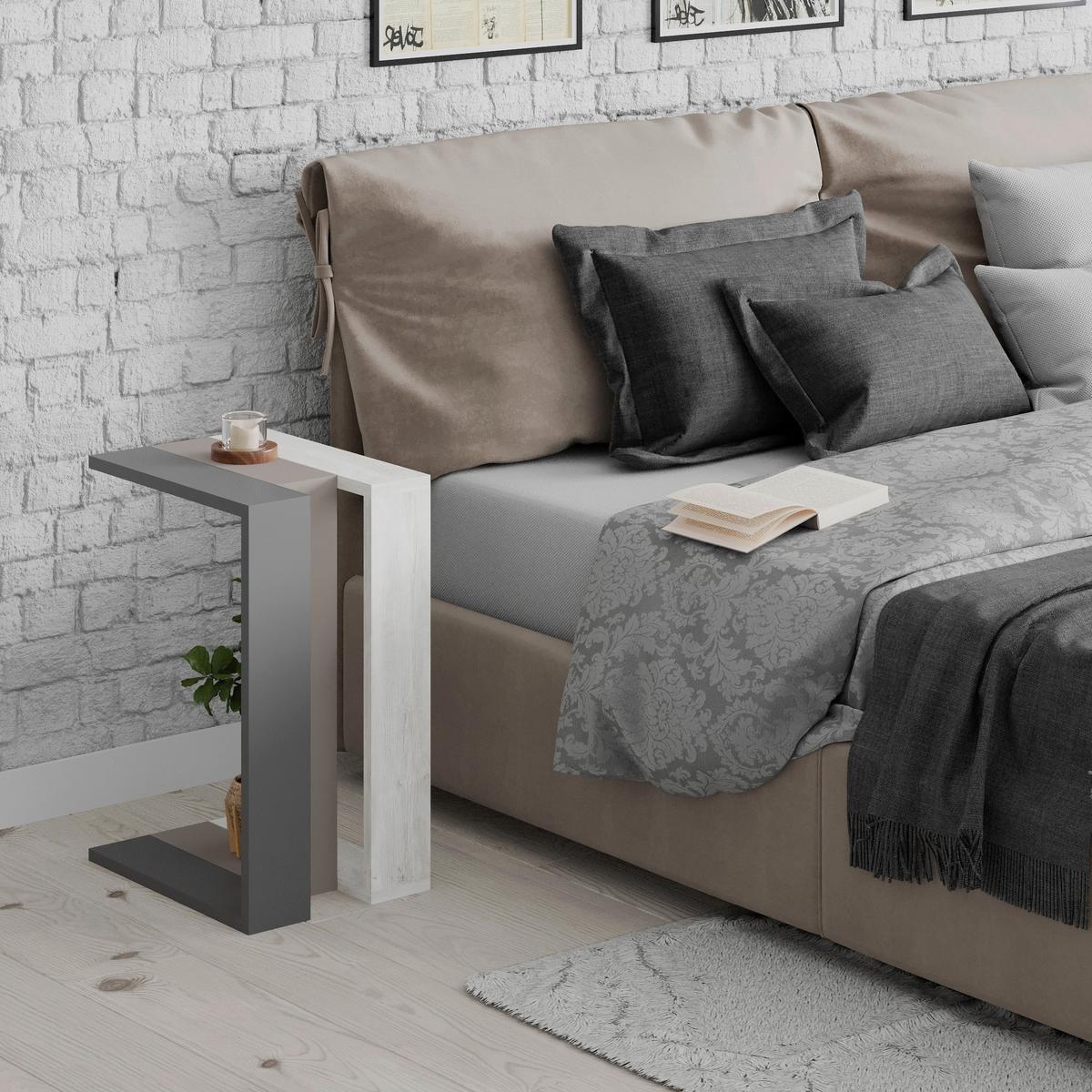 Beistelltisch Muju Beistelltisch - Anthrazit/Grau, Design, Holzwerkstoff (30/40/57cm) - Livetastic