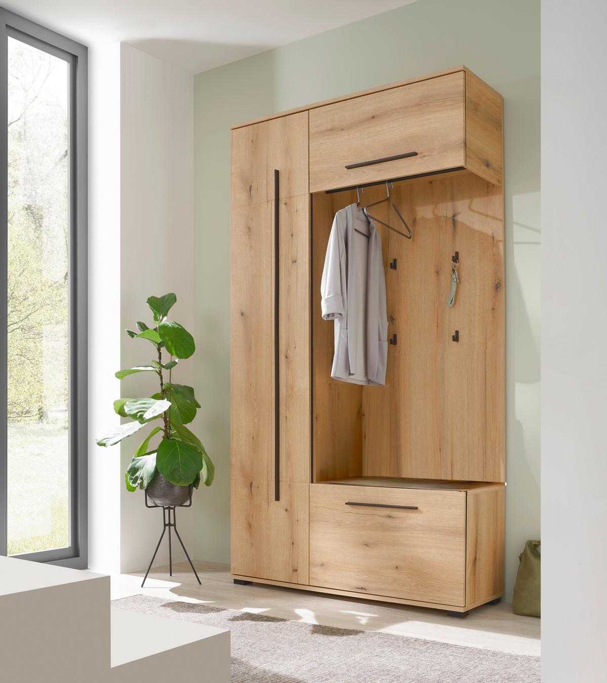 GARDEROBE Cantara Eichefarben B: 111cm - Eichefarben, MODERN, Holzwerkstoff (111/201/39cm) - MID.YOU