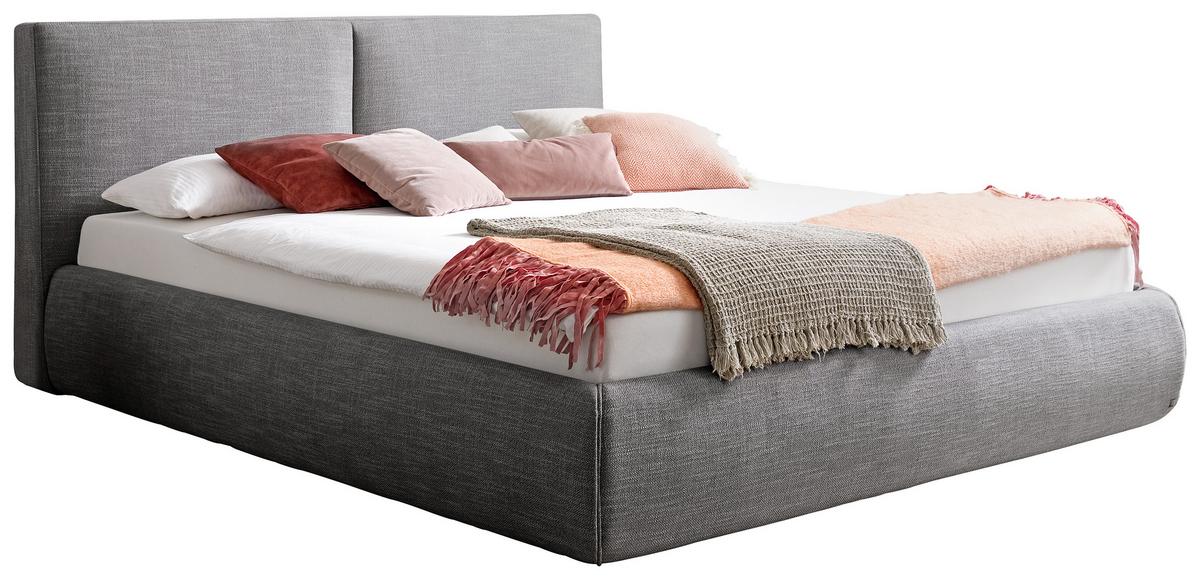 Polsterbett Mit Lattenrost + Bettkasten 180x200 Atesio - Anthrazit/Naturfarben, MODERN, Holz/Textil (180/200cm) - Livetastic