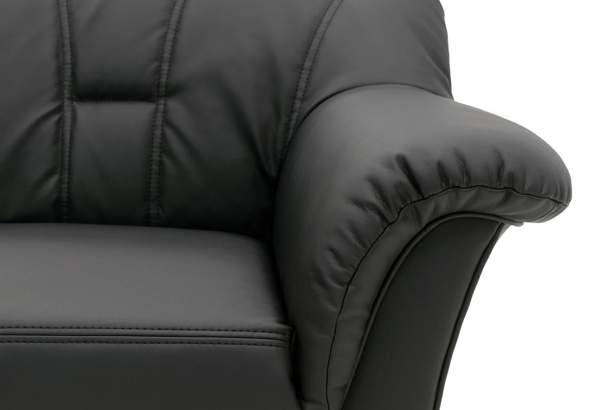 Ecksofa mit Bettfunktion Papenburg Schwarz Lederlook - Schwarz, KONVENTIONELL, Textil (180/243cm) - MID.YOU