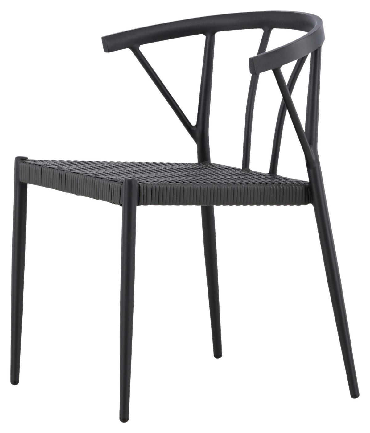 Gartensessel-Set 6-Tlg. Stina Metall/Kunststoff - Schwarz, KONVENTIONELL, Kunststoff/Metall (47/79,5/49cm) - Gardenson