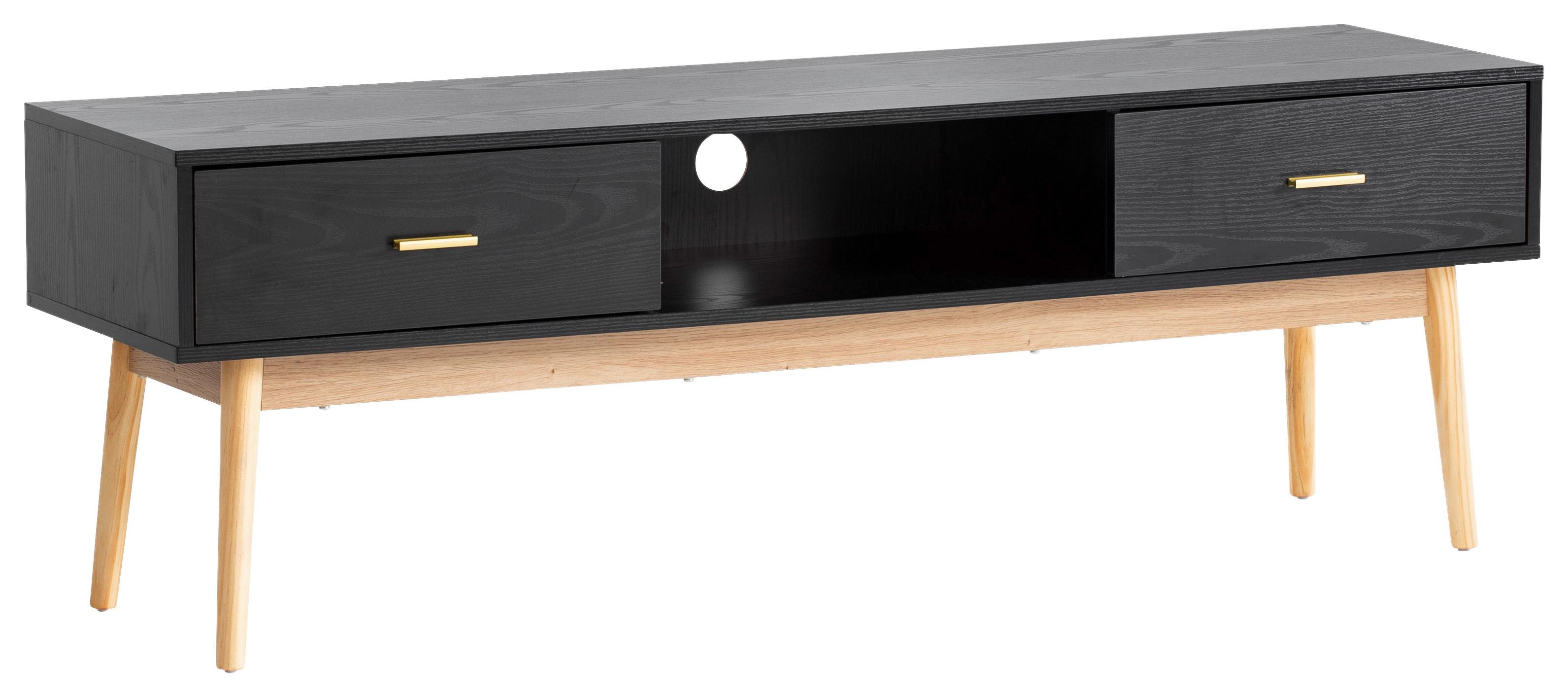 TV-Lowboard Wl6.825 B: 150 cm Holzwerkstoff Schwarz - Eichefarben/Schwarz, Design, Holzwerkstoff (150/50/40cm) - Livetastic