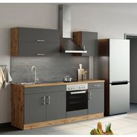 Küchenzeile Sorrento ohne Geräte 210 cm Anthrazit - Anthrazit/Eiche Wotan, MODERN, Holzwerkstoff (210cm) - Held