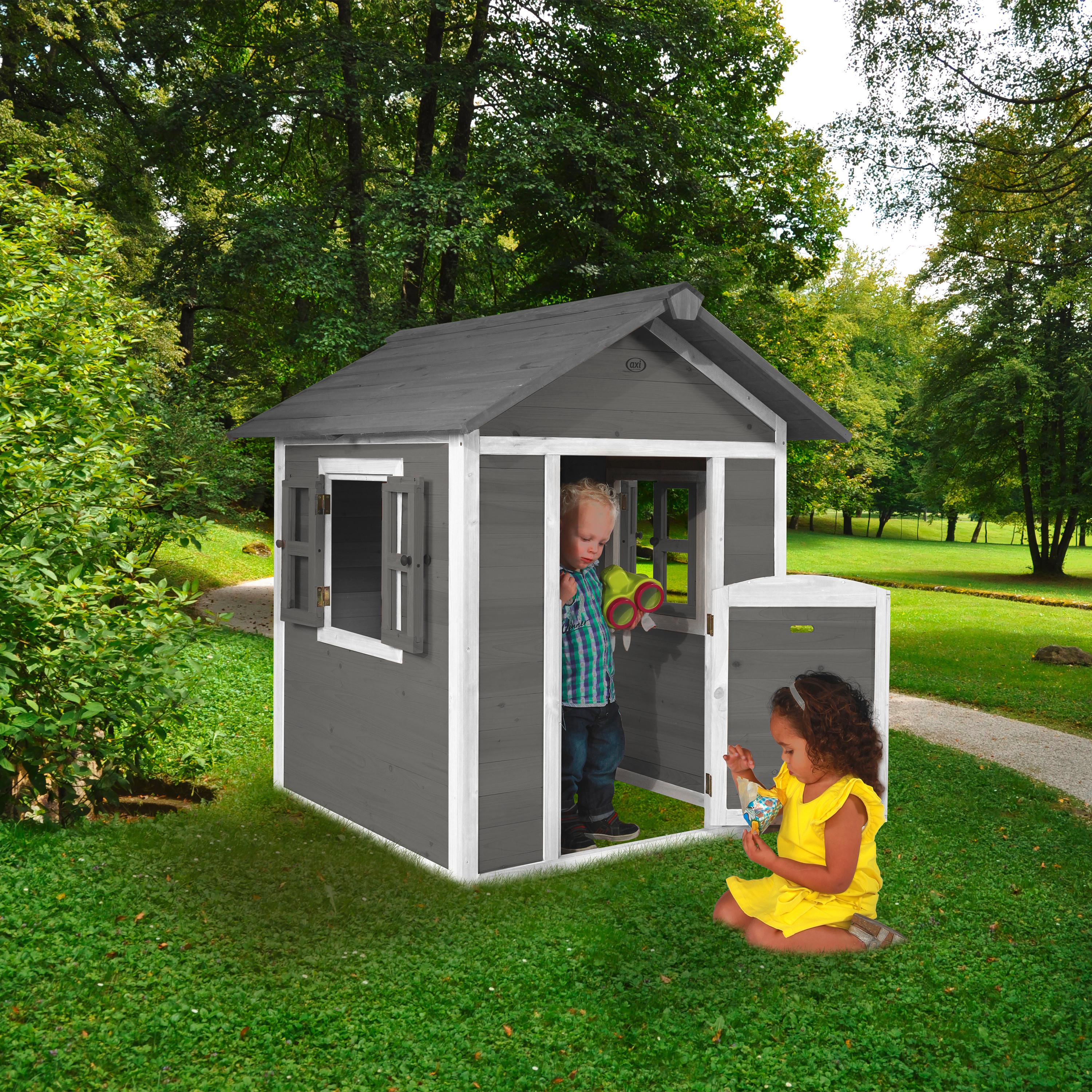 Spielhaus Lodge Grau - Weiß/Grau, LIFESTYLE, Holz (135/111/133cm)