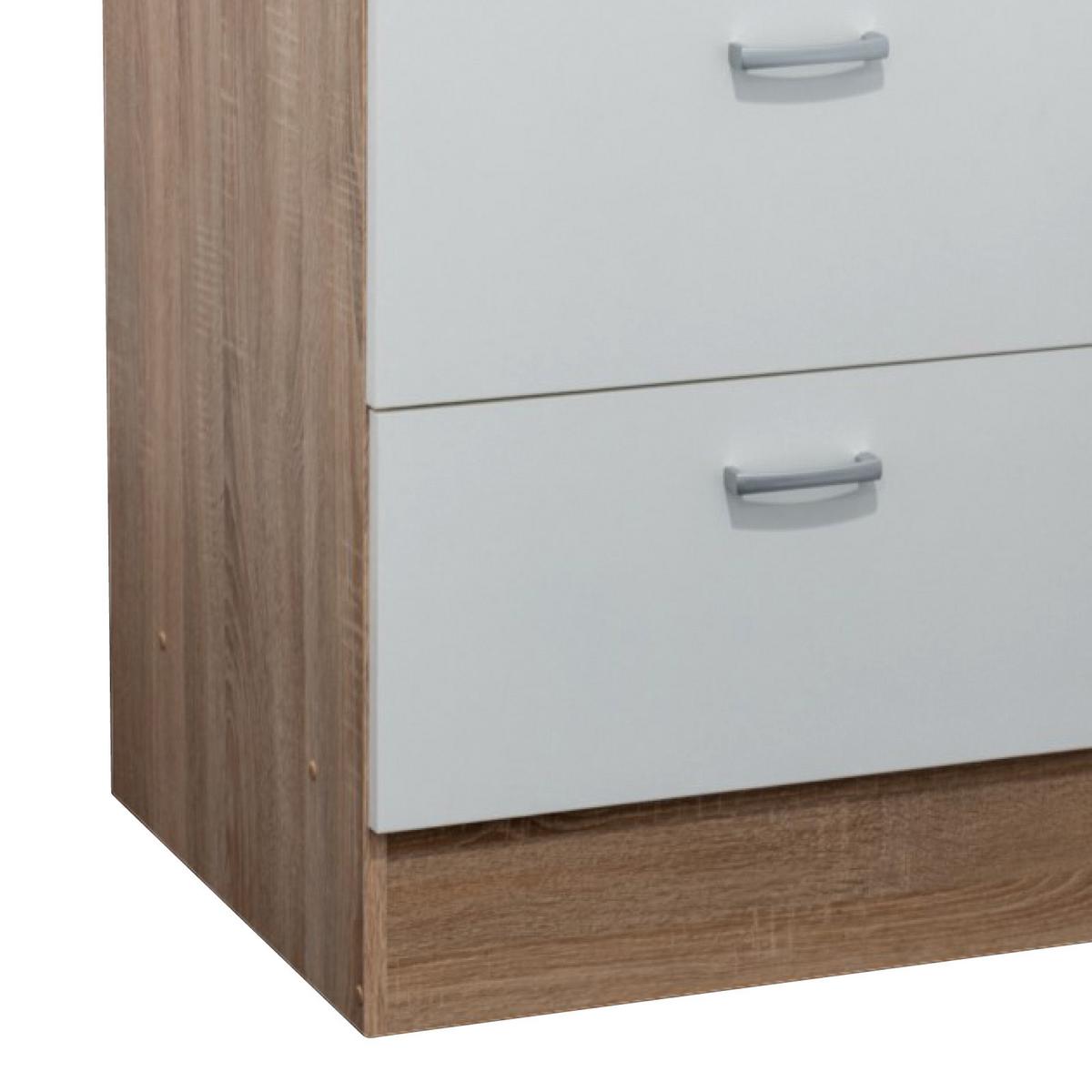 Spodná skrinka so zásuvkami šírka/výška: 60/90 cm - biela/farba duba, Basics, kompozitné drevo/plast (60/90/60cm) - MID.YOU