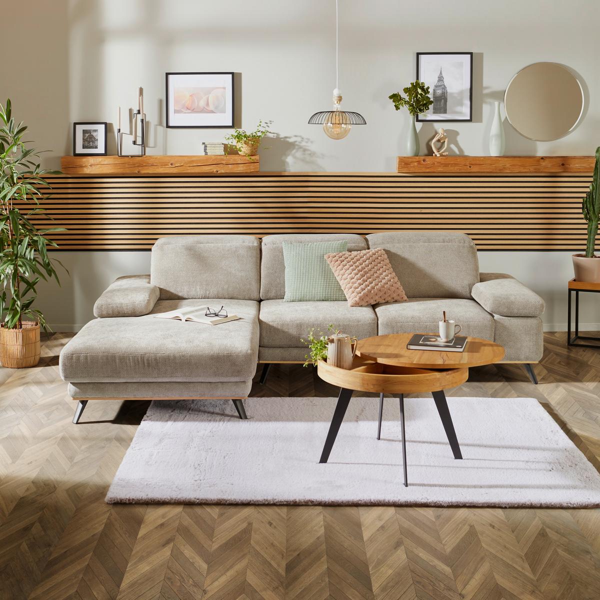Ecksofa Royce - Taupe/Schwarz, MODERN, Textil (194/283cm)