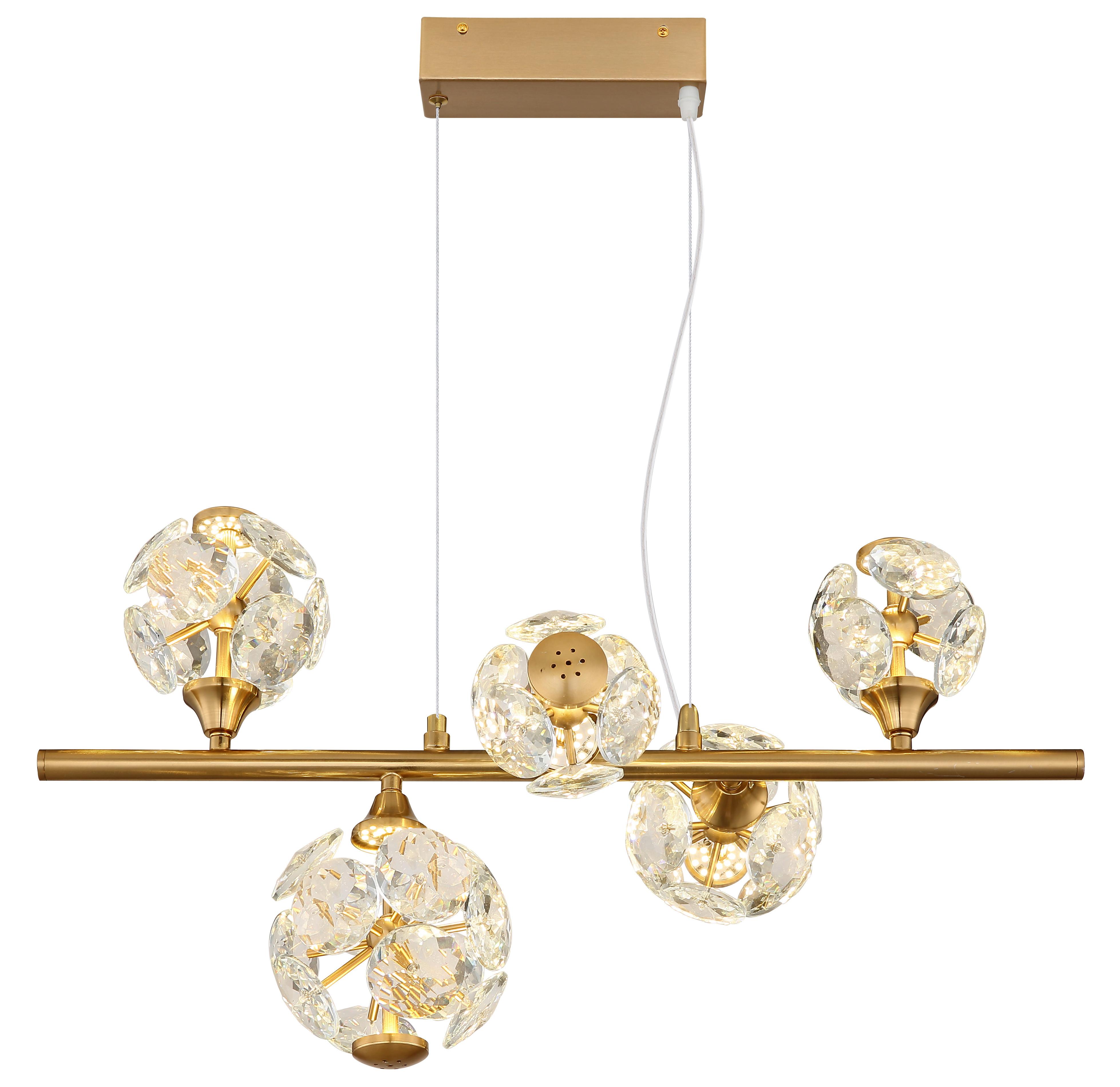 LED-HÄNGELEUCHTE 3000K, 42,5W - Klar/Goldfarben, KONVENTIONELL, Glas/Metall (61/31/150cm) - Globo