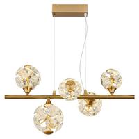 LED-HÄNGELEUCHTE 3000K, 42,5W - Klar/Goldfarben, KONVENTIONELL, Glas/Metall (61/31/150cm) - Globo