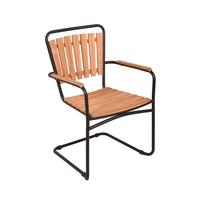 Gartenstuhl Covina - Schwarz/Braun, Basics, Holz/Metall (58/90/55cm) - Gardenson