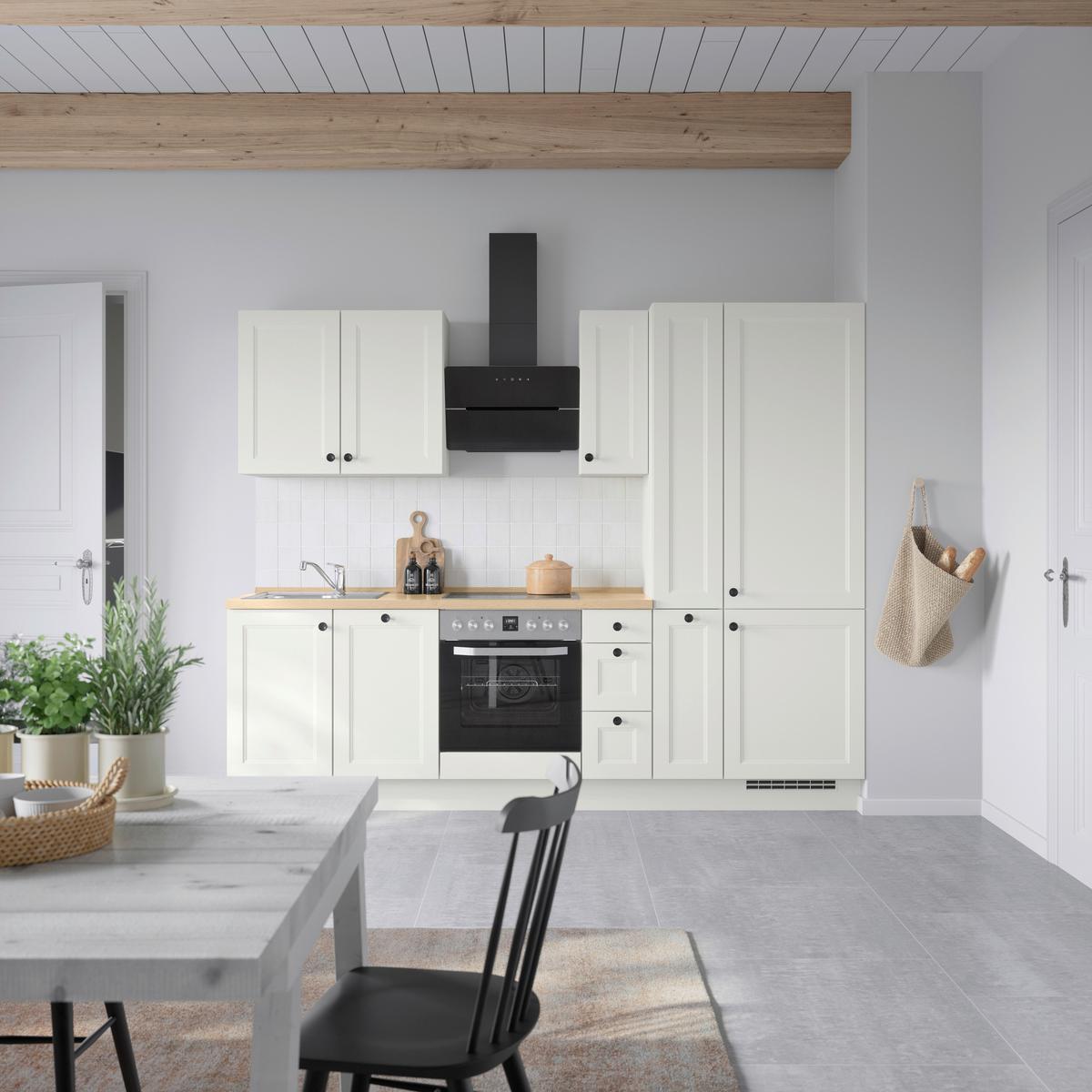 Kuchynská linka 270 cm, biela/dekor dub Sierra - čierna/biela, Modern, kov/kompozitné drevo (270cm) - Nobilia