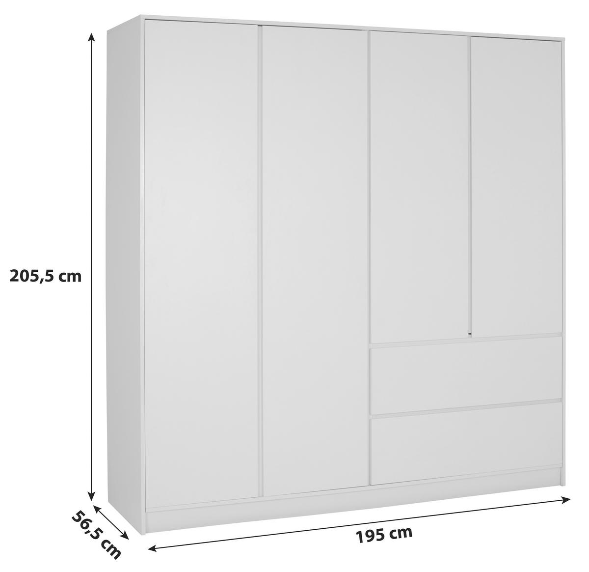 Kleiderschrank Basit - Eiche Artisan, KONVENTIONELL, Holzwerkstoff (195/205,5/56,6cm)