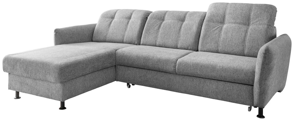 Ecksofa Minori Chenille Silberfarben, S: 184x267 cm - Silberfarben/Schwarz, MODERN, Textil (184/267cm) - Livetastic